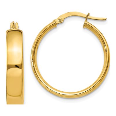 14K Yellow Gold 21mm Tube Hoop Earrings