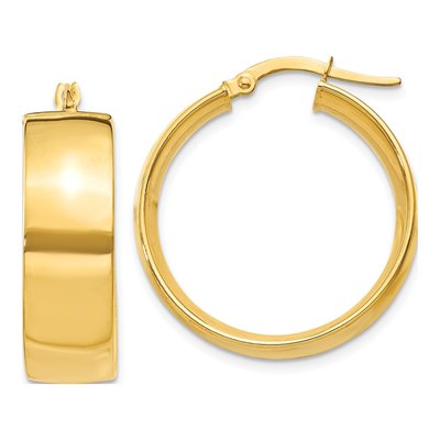14K Yellow Gold 21mm Large Tube Hoop Earrings