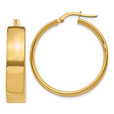 14K Yellow Gold 26mm Tube Hoop Earrings