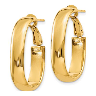 14K Yellow Gold Oval Tube Hoop Earrings – view 2