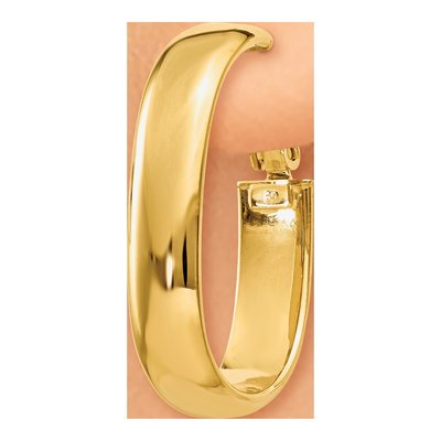 14K Yellow Gold Oval Tube Hoop Earrings – view 3