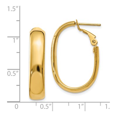 14K Yellow Gold Oval Tube Hoop Earrings – view 4