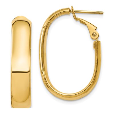 14K Yellow Gold Oval Tube Hoop Earrings
