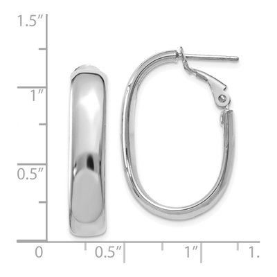 14K White Gold Oval Hoop Earrings – view 5