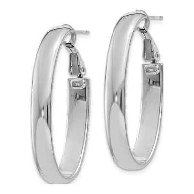 14K White Gold Omega Back Tube Hoop Earrings – view 2