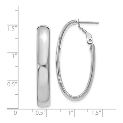 14K White Gold Omega Back Tube Hoop Earrings – view 4