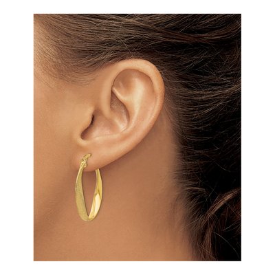 14K Yellow Gold 10mm Oval Twist Hoop Earrings – view 4