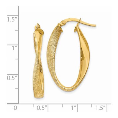 14K Yellow Gold 10mm Oval Twist Hoop Earrings – view 5