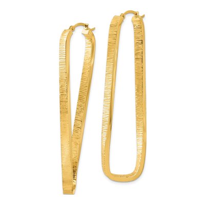 14K Yellow Gold 54mm Textured Twisted Oval Hoop Earrings – view 2