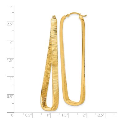 14K Yellow Gold 54mm Textured Twisted Oval Hoop Earrings – view 4