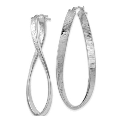 14K White Gold 54mm Twisted Oval Hoop Earrings – view 3
