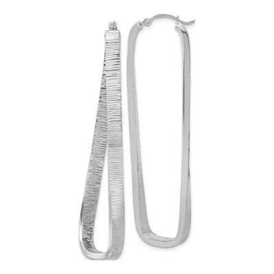 14K White Gold 54mm Twisted Oval Hoop Earrings