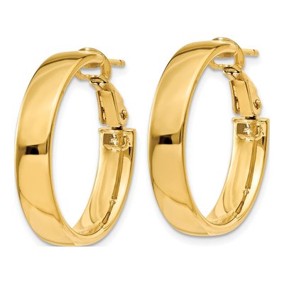 14K Yellow Gold 24mm Flat Tube Hoop Earrings – view 3