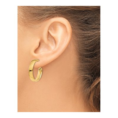 14K Yellow Gold 24mm Flat Tube Hoop Earrings – view 4