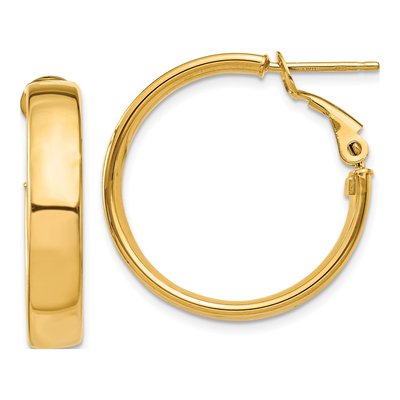 14K Yellow Gold 24mm Flat Tube Hoop Earrings