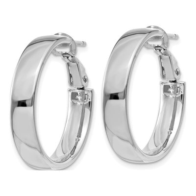 14K White Gold 24mm Flat Tube Hoop Earrings – view 3