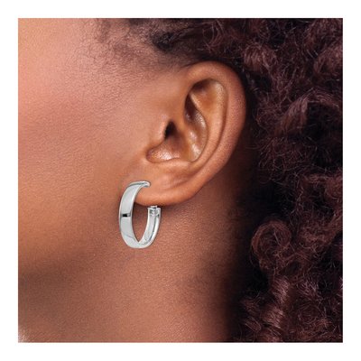14K White Gold 24mm Flat Tube Hoop Earrings – view 4