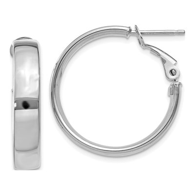 14K White Gold 24mm Flat Tube Hoop Earrings