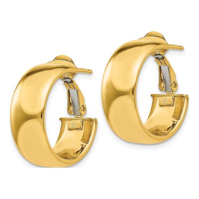 14K Yellow Gold 20mm Flat Tube Omega Back Hoop Earrings – view 3