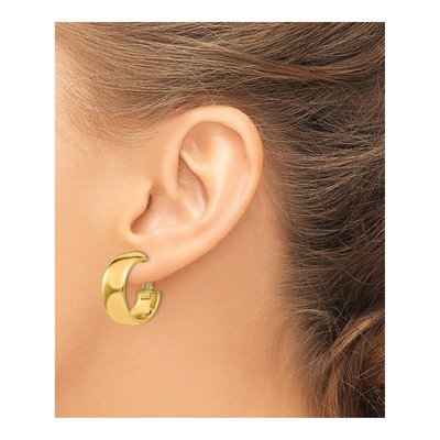 14K Yellow Gold 20mm Flat Tube Omega Back Hoop Earrings – view 4