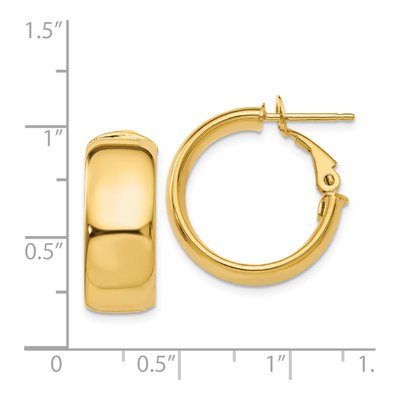 14K Yellow Gold 20mm Flat Tube Omega Back Hoop Earrings – view 5