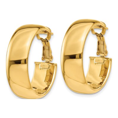 14K Yellow Gold 24mm Flat Tube Hoop Earrings – view 3