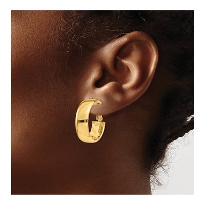 14K Yellow Gold 24mm Flat Tube Hoop Earrings – view 4