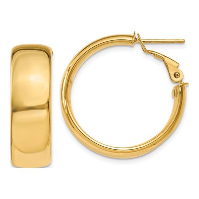14K Yellow Gold 24mm Flat Tube Hoop Earrings