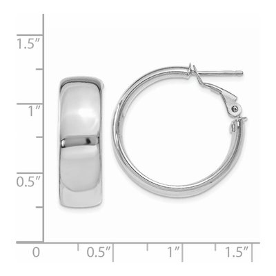 14K White Gold 24mm Flat Tube Omega Back Hoop Earrings – view 5