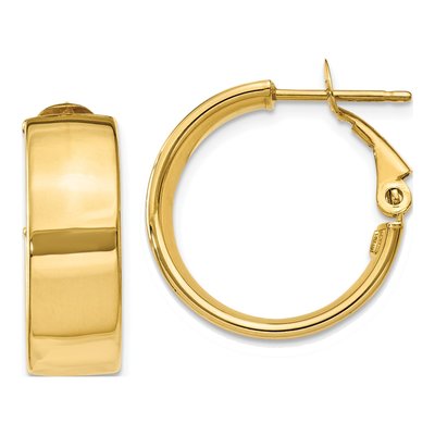 14K Yellow Gold 20mm Flat Tube Hoop Earrings