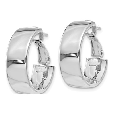 14K White Gold 20mm Flat Tube Hoop Earrings – view 3