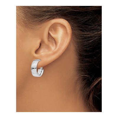 14K White Gold 20mm Flat Tube Hoop Earrings – view 4