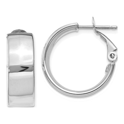 14K White Gold 20mm Flat Tube Hoop Earrings