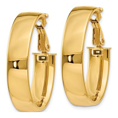 14K Yellow Gold Omega Back Tube Hoop Earrings – view 3