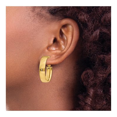 14K Yellow Gold Omega Back Tube Hoop Earrings – view 4