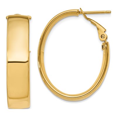 14K Yellow Gold Omega Back Tube Hoop Earrings