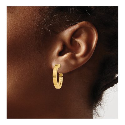 14K Yellow Gold 22mm Square Tube Hoop Earrings – view 4