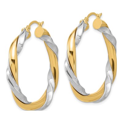 14K Yellow Gold 26mm Twisted Hoop Earrings – view 3