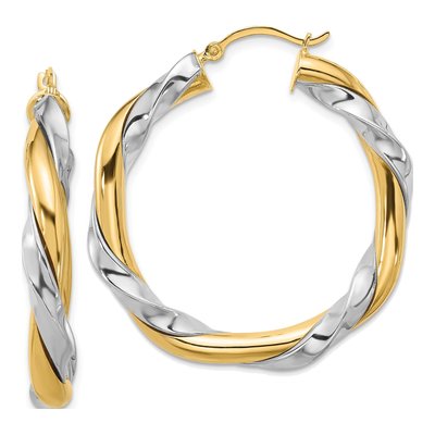 14K Yellow Gold 26mm Twisted Hoop Earrings