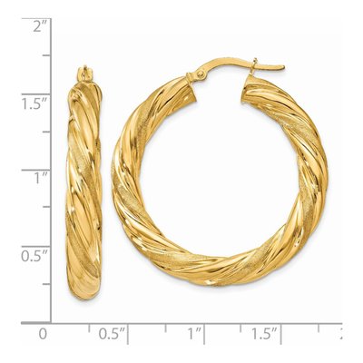 14K Yellow Gold 25mm Twisted Hoop Earrings – view 4