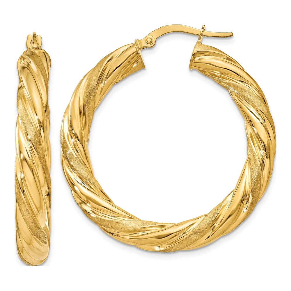 14K Yellow Gold 5mm Twisted Hoop Earrings