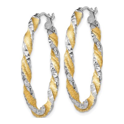 14K White Gold 19mm Twisted Hoop Earrings – view 3