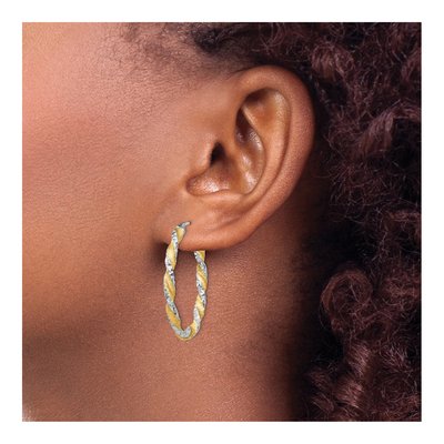 14K White Gold 19mm Twisted Hoop Earrings – view 4