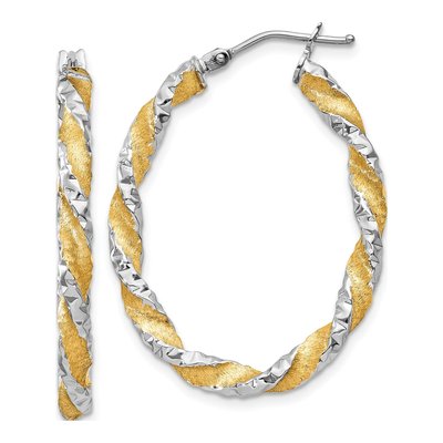 14K White Gold 19mm Twisted Hoop Earrings