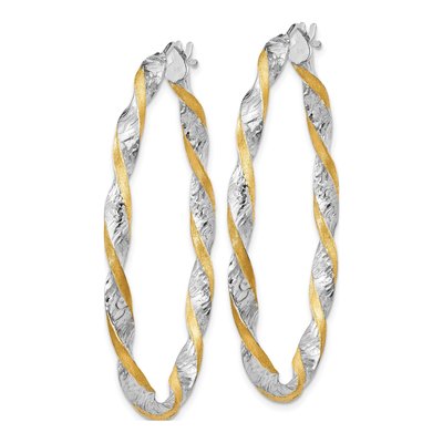 14K White Gold 40mm Twisted Hoop Earrings – view 3