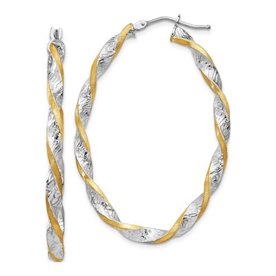14K White Gold 40mm Twisted Hoop Earrings
