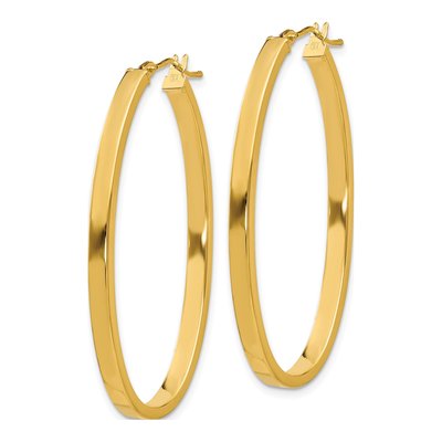 14K Yellow Gold Oval Tube Hoop Earrings – view 3