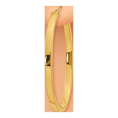 14K Yellow Gold Oval Tube Hoop Earrings – view 4