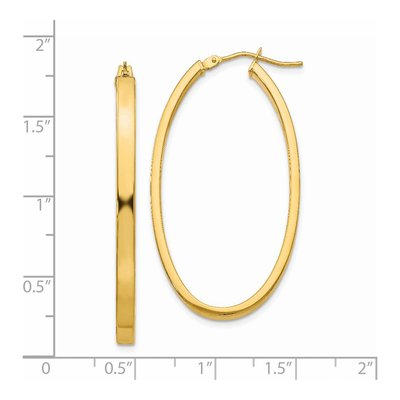 14K Yellow Gold Oval Tube Hoop Earrings – view 5