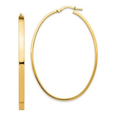 14K Yellow Gold Large Oval Tube Hoop Earrings